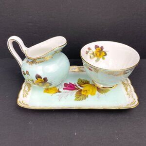 Vintage Sutherland Bone China Cream & Sugar Set with Tray Staffordshire England